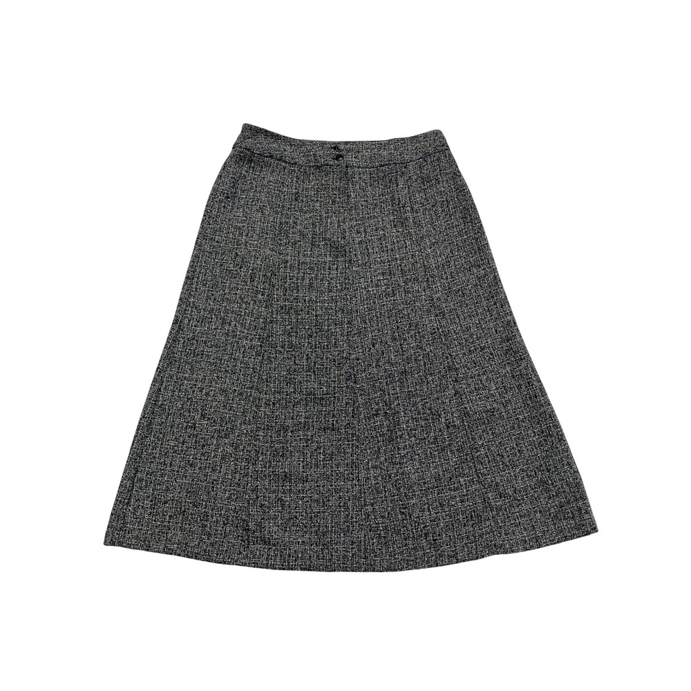Sag Harbor Womens Skirt Black‎ White Tweed A-Line Midi Skirt Size 8
